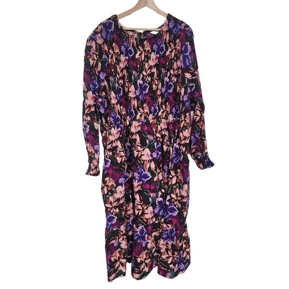 NEW Terra & Sky Women's Plus Size Tiered Peasant Midi Dress Size 4X Floral - Picture 13 of 14